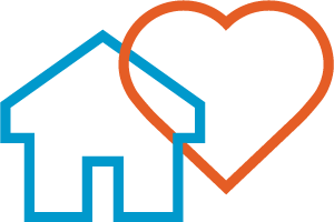 Interlinked house and heart icons