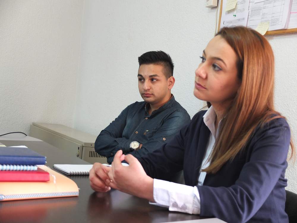 Nesime Salioska, the director and Dzengis Berisha, the financial administrative assistant of ROMA S.O.S and Habitat&#39;s field facilitator.