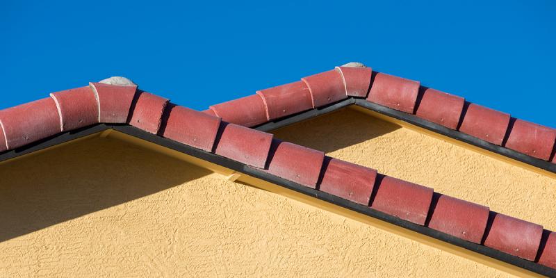 A close-up of roofs.