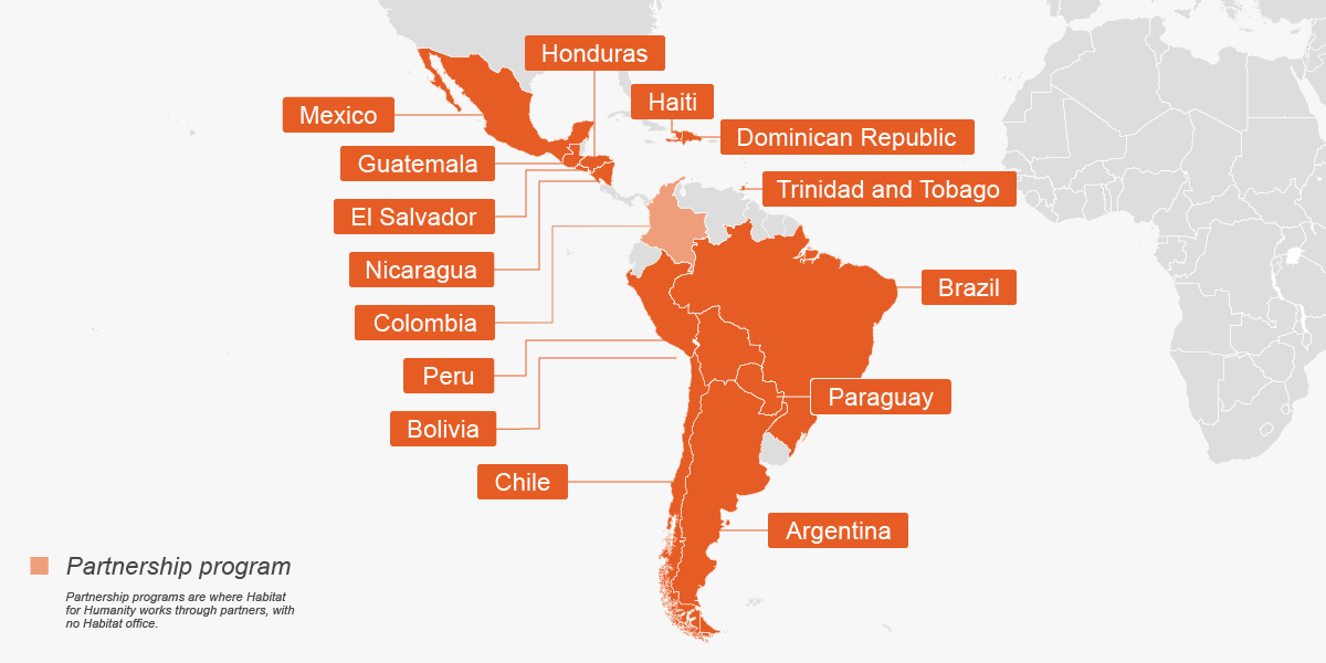 22 84531 Habitat Partnership Locations Map 12 Latin America Caribbean 