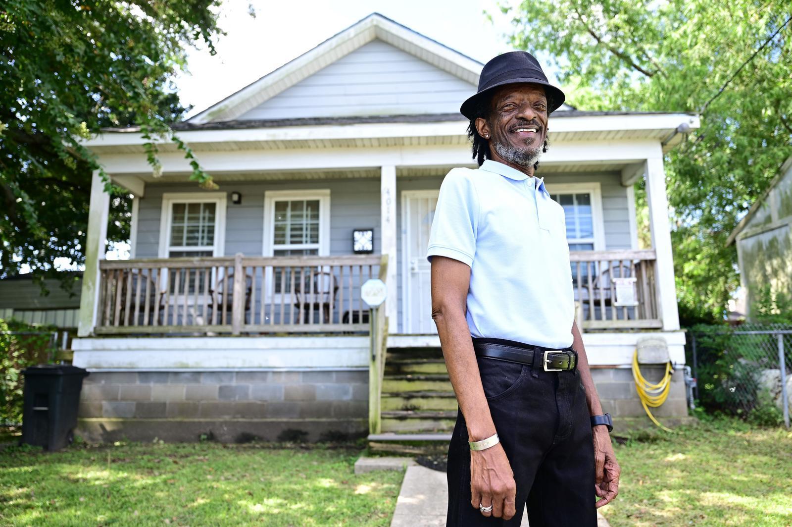 NEW ORLEANS, LOUISIANA, USA (07/09/2025) — Michael Harris outside his home in the Musicians Village in the Upper Ninth Ward, which was built after Hurricane Katrina nearly 20 years ago.
