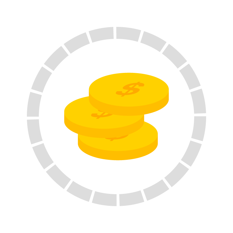 An icon of stacked gold coins.