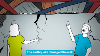 A thumbnail of an animated man and woman pointing at a crack in their roof as they stand in their home.