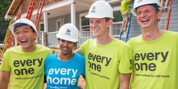 Group of volunteers in Habitat t-shirts