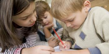 three children from Bulgaria studying together