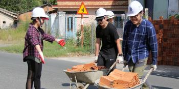 Volunteers from Canadian International School on a Habitat build