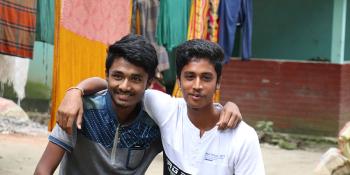 Prangon (left) and Dipu are good friends and neighbors in Raghurampur village, Mymensingh district, Bangladesh