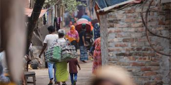 DHAKA, BANGLADESH (03/20/2023) - Beguntila informal settlement in Dhaka. The Beguntila slum began around 1999 and has about 700 homes currently.