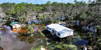 Aerial view of flooded homes from Hurricane Helene