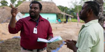 Men discussing roofing project