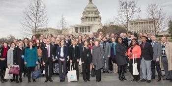 Group of advocates gather in front of the Capitol in Washington, D.C.