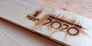 Wood branded with Rockefeller Center Christmas tree 2020.