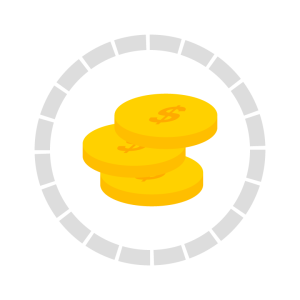 An icon of stacked gold coins.