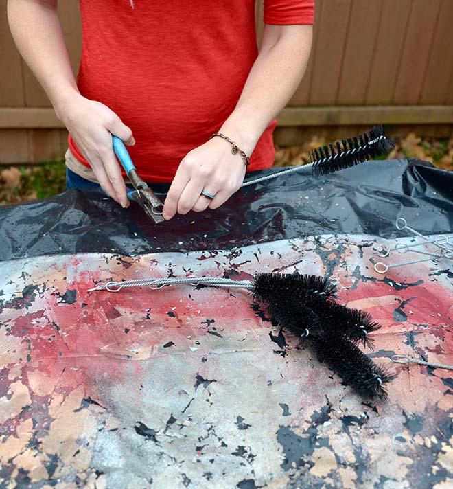 Twist brushes together to make the wreath