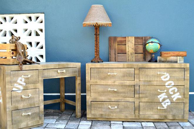 Final faux wooden pallet desk dresser set