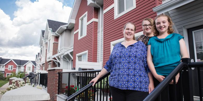 Pamela lives in a Habitat home with her daughters Hannah and Rebecca.