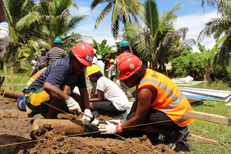 Participants in Habitat Fiji's Women Build in March 2017 undergoing Build Back Safer training