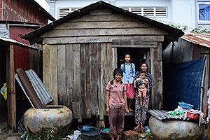 Pov and her family in Battambang province in Cambodia