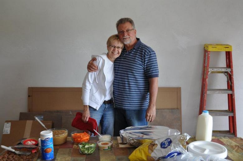 Volunteers bring lunch. 