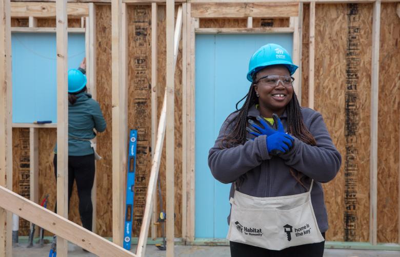 Ashlee on the build site.