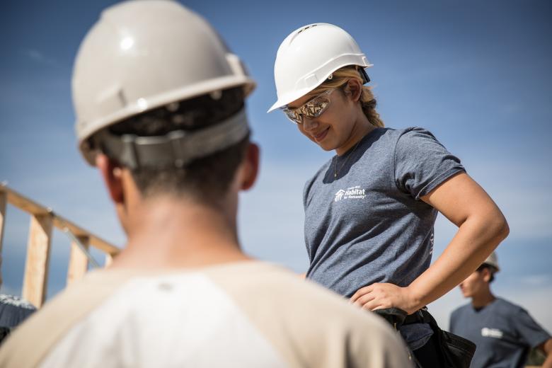 A student on the construction site.