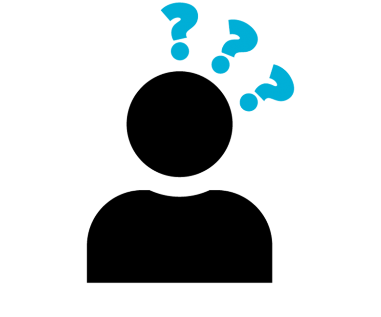 Icon of a person with question marks above their head.