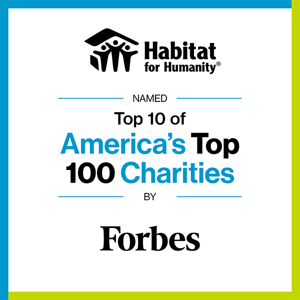 Habitat named in top 10 of America's top 100 charities by Forbes