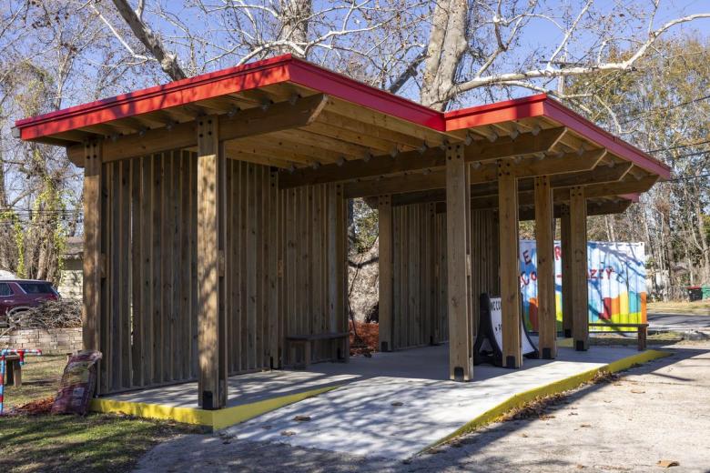 An open-air pavilion is used for community events.