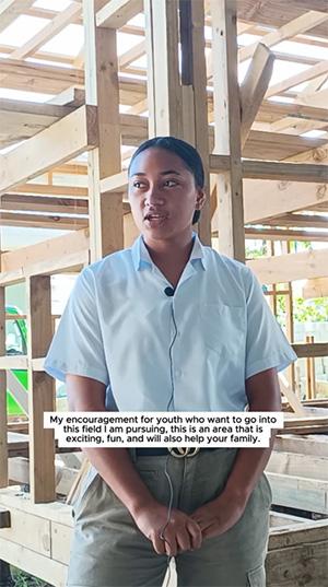 Tongan carpentry student Melenaite